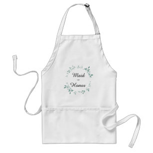 Teal Botanical Textured Effect Maid of Honor Adult Apron