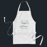 Teal Botanical Textured Effect Mother of Groom Adult Apron<br><div class="desc">This teal wedding wedding apron features botanicals with a speckled texture effect designed by Grace Gardner. All text is customizable to suite your needs! The perfect extra touch for a cooking class, bridal shower and gift for the mother of the Groom! See more items that match in our Teal Botanicals...</div>