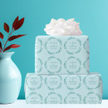 Teal Botanical Vine Monogram Chic Beach Wedding Wrapping Paper<br><div class="desc">Beautiful teal leaf vines wrap around the wedding couple's names on this simple yet lovely seaside wedding wrapping paper. A classy look for a beach wedding near the ocean,  combining a lovely pale blue with elegant typography for a chic custom gift wrap.</div>