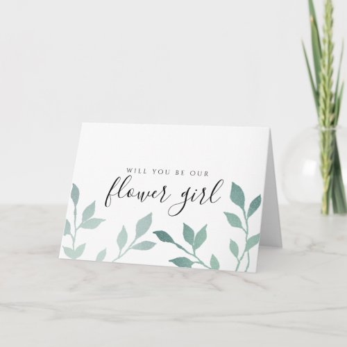 Teal Botanical Will You Be Our Flower Girl Card
