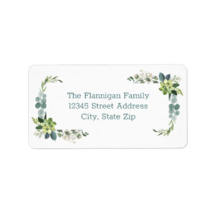 Teal Bouquet - Address Label