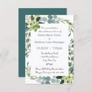 Teal Bouquet Frame - 3x5 Rehearsal Dinner Invite