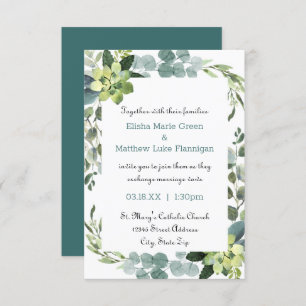 Teal Bouquet Frame - 3x5 Wedding Invitation
