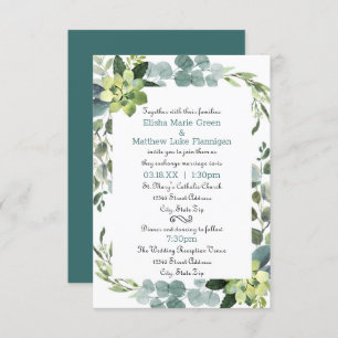 Teal Bouquet Frame - 3x5 Wedding/Reception Invite