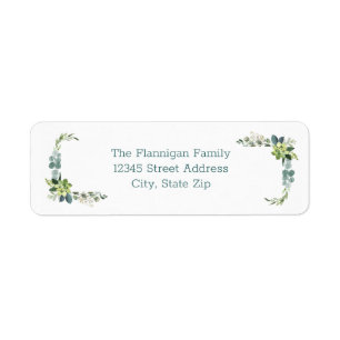 Teal Bouquet Frame - Return Address Label