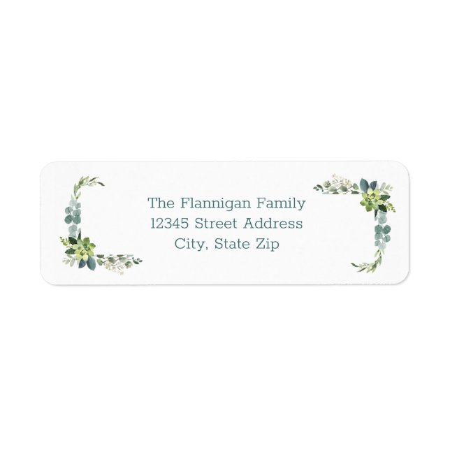 Teal Bouquet Frame - Return Address Label (Front)