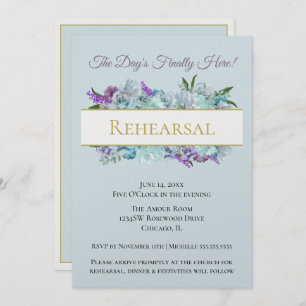 Teal Bouquet Rustic Wedding Suite Rehearsal Party Invitation