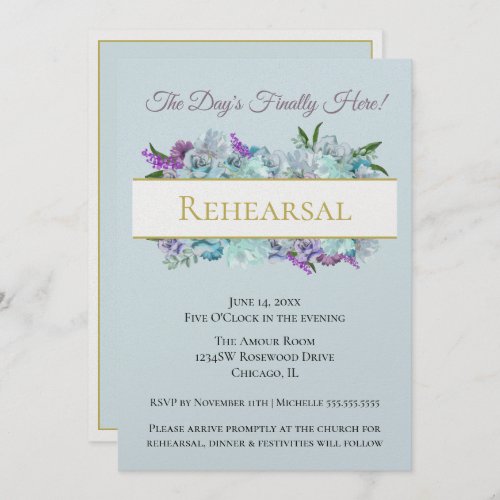 Teal Bouquet Rustic Wedding Suite Rehearsal Party Invitation