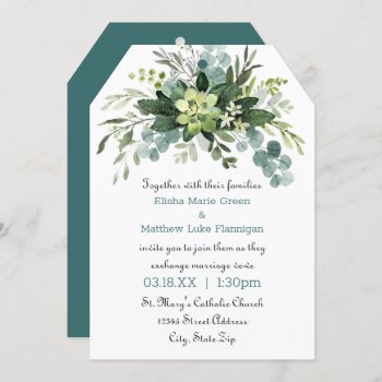 Teal Bouquet - Wedding Invitation by Midesigns55555 at Zazzle