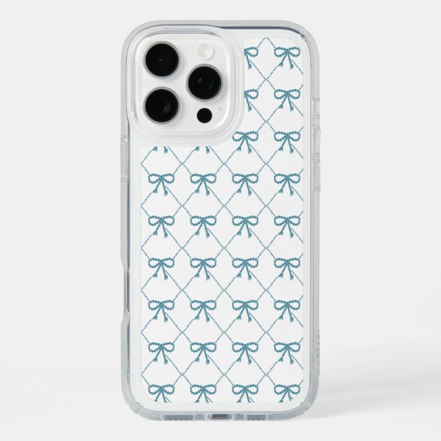 Teal bows on white background, speck iPhone case (Front)