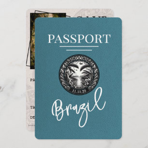 Teal Brazil Passport Save The Date
