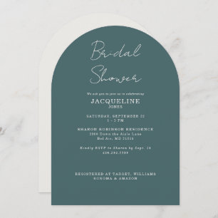 Teal Bridal Shower Arched Invitation