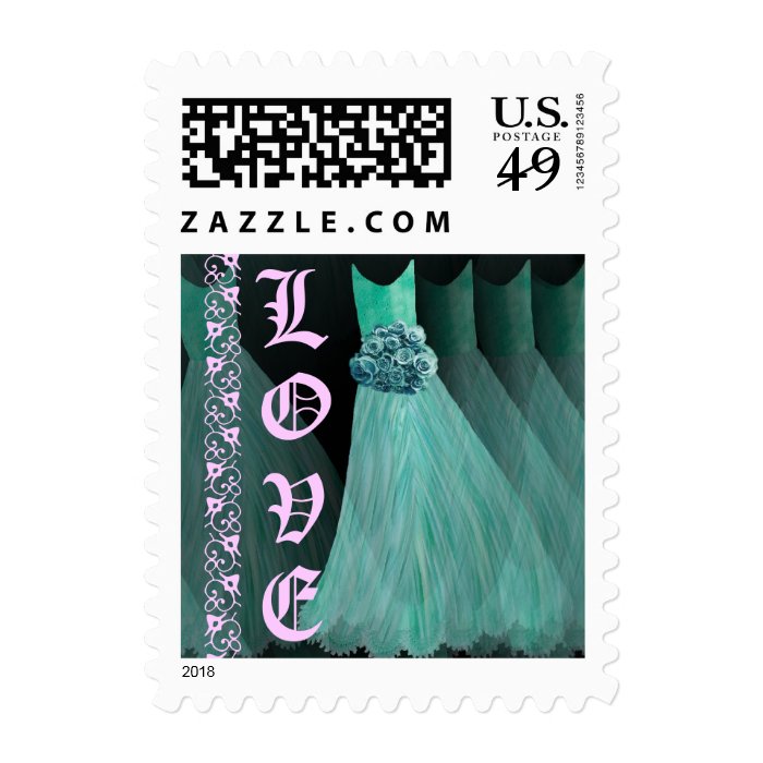 TEAL Bridesmaid Dresses Wedding Stamp