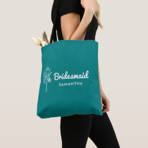Teal Bridesmaid Proposal Maid of honor Gift  Tote Bag