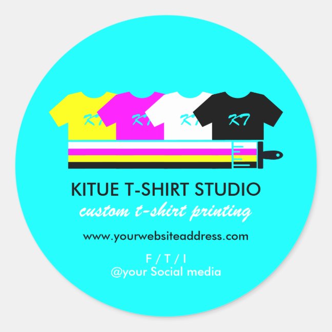 Teal Bright Colored Shirts Paint Brush Classic Round Sticker