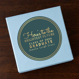 Teal Brightest Future Gold Graduate Sticker