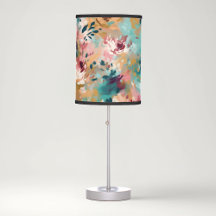 Teal Brown Abstract Painting Floral Pattern