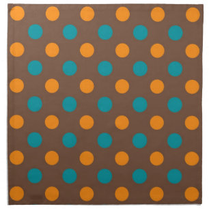 Teal, Brown, and Orange Polka Dots Cloth Napkin