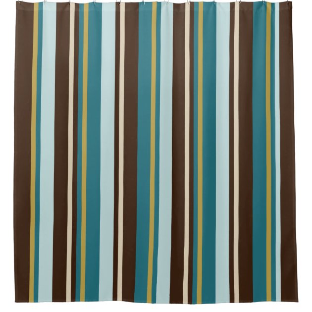 teal striped shower curtain