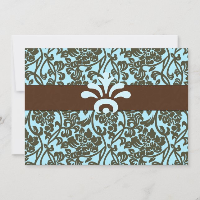 Teal & Brown Brocade Bridal Shower Invitation (Front)