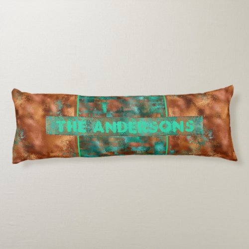 Teal brown faux copper patina Industrial custom Body Pillow