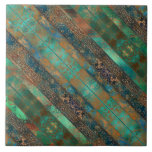 Teal Brown Faux Copper Patina Inspired Industrial Ceramic Tile at Zazzle