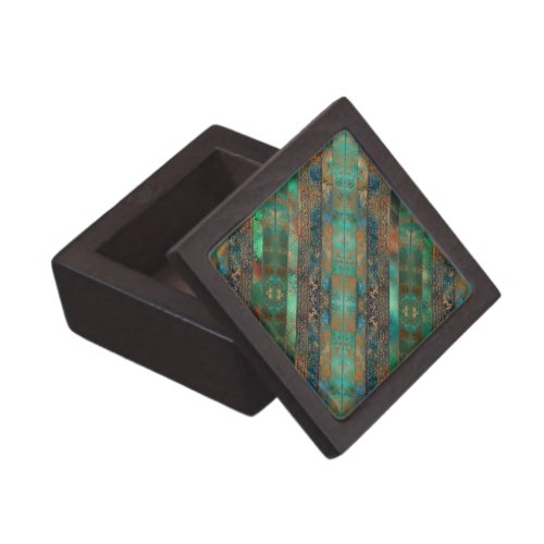 Teal brown faux copper patina inspired Industrial  Gift Box