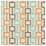 Teal Brown Orange Retro Geometric Pattern  Fabric