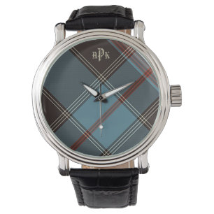 Teal, Brown, Red & Cream Plaid Watch
