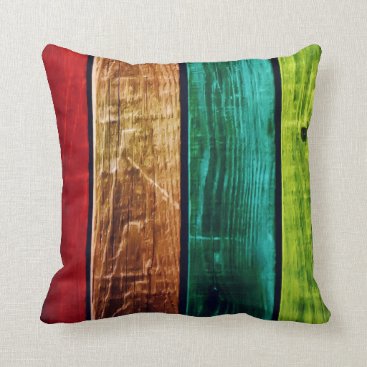 Teal Brown Red & Green Striped Accent Pillow Teal Brown Red & Green Striped Accent Pillow