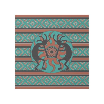 Teal Brown Tribal Sun Kokopelli Southwest Design Gallery Wrap by machomedesigns at Zazzle