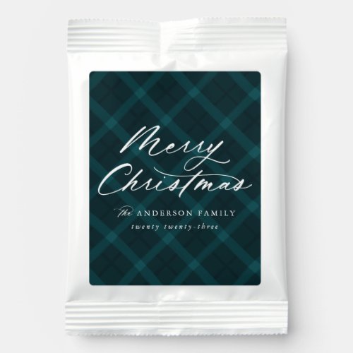 Teal Brushed Plaid Merry Christmas Hot Chocolate Drink Mix