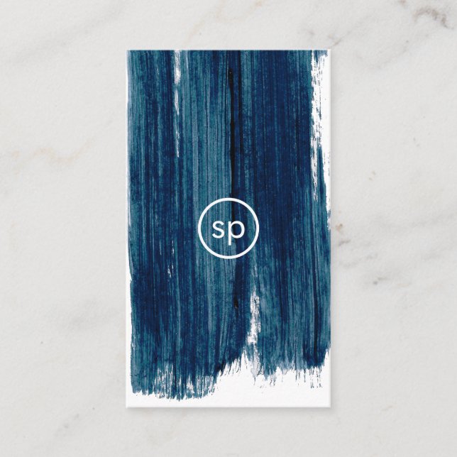 Teal brushstoke minimal business card design (Front)