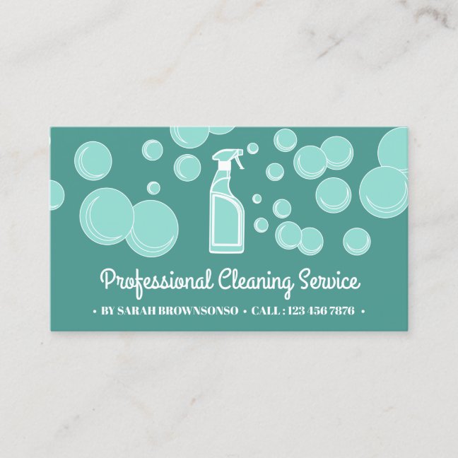 Teal Bubbles Cleaning Service Business Card