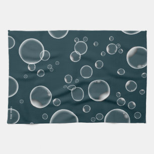 Teal Bubbles Kitchen Towel Home Decor