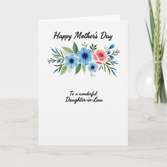 Teal Buds Mothers Day Card (Front)