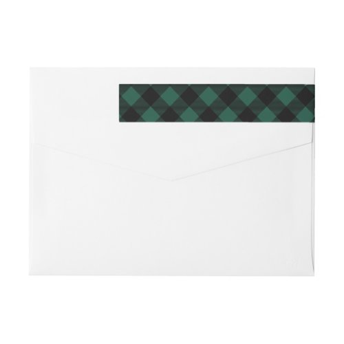 Teal Buffalo Plaid Holiday Wrap Return Address Wrap Around Label