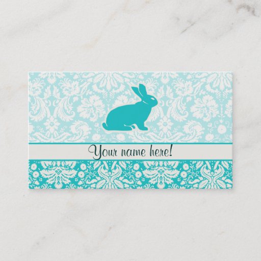 Customizable Teal Bunny Business Card