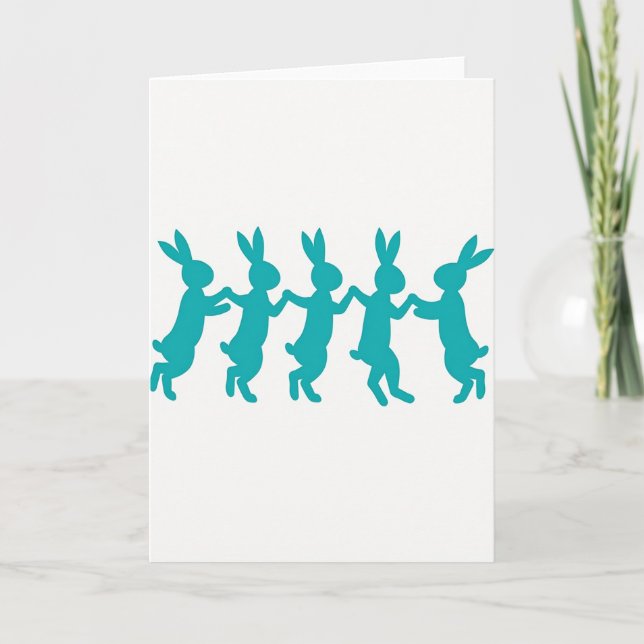 Teal Bunny Friends Fun Time Card (Front)