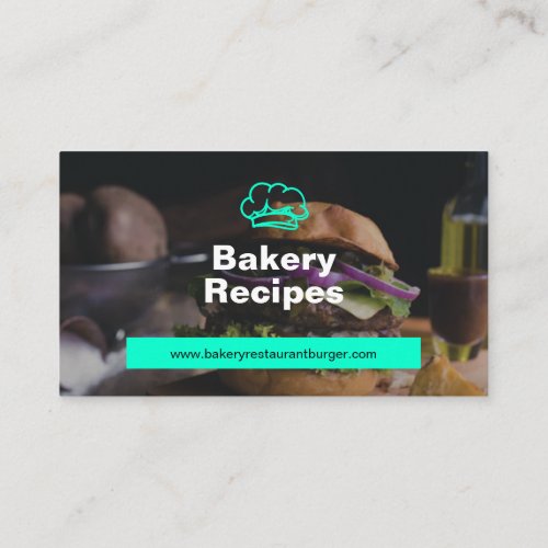 Teal Burger Photo Restaurant Chef Food Business Card