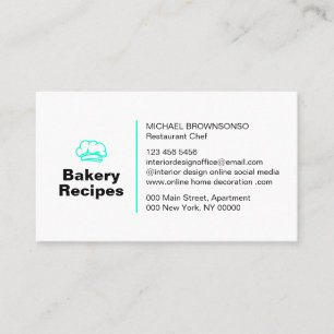 Teal Burger Photo Restaurant Chef Food Business Card