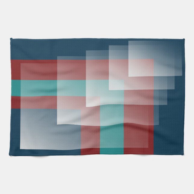 Teal burgundy blue kitchen towel (Horizontal)