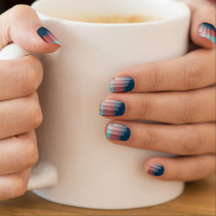 Teal burgundy blue minx nail art