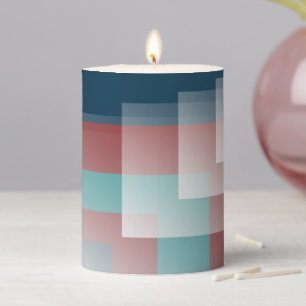 Teal burgundy blue pillar candle