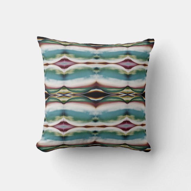 Teal  Burgundy Gold Southwest Look Large Tiles Throw Pillow (Front)