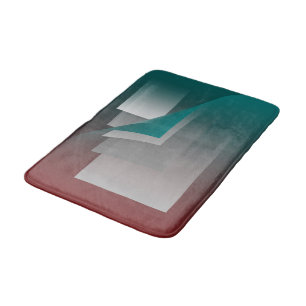 Teal burgundy gray pages bath mat