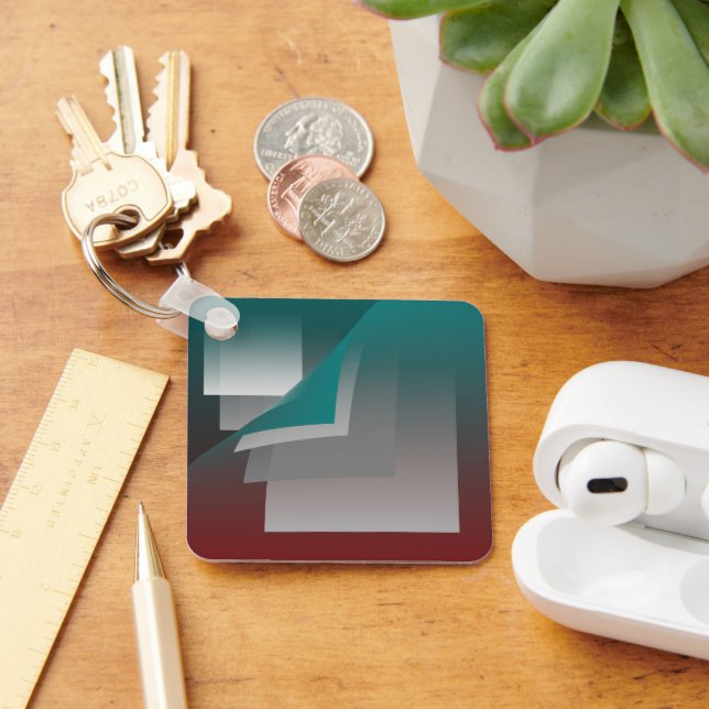 Teal burgundy gray pages keychain (Desk)
