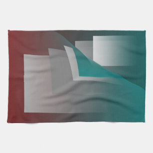 Teal burgundy gray pages kitchen towel