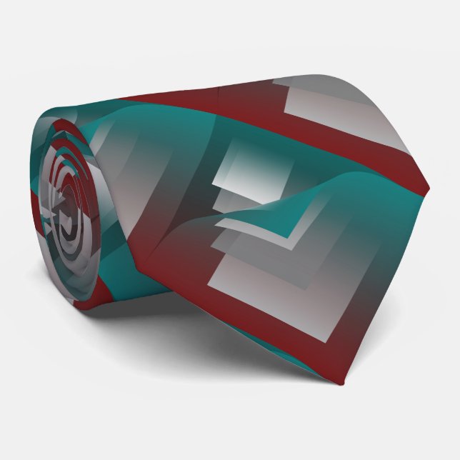 Teal burgundy gray pages neck tie (Rolled)