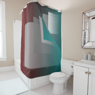 Teal burgundy gray pages shower curtain